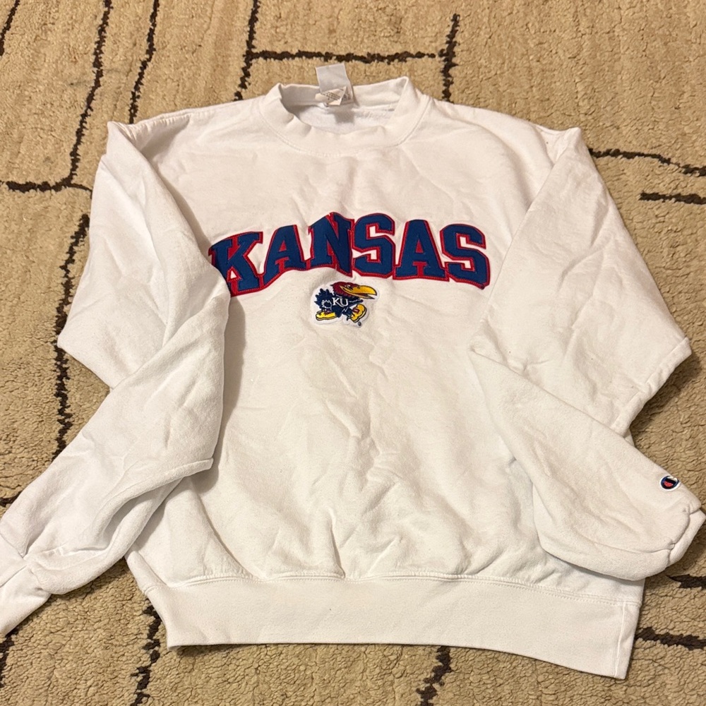 Champion White Kansas Crewneck Sweater